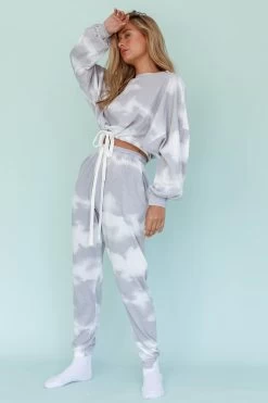 Low Key Drawstring Ribbed Pants Grey -Fashion women's clothing 63323B B 20GREY 8