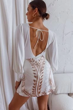 Late Nights Sequin Embellished Mini Skirt White 10 Late Nights Sequin Embellished Mini Skirt White -Fashion women's clothing 63386DWHITE 3