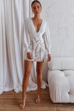 Late Nights Sequin Embellished Mini Skirt White 14 Late Nights Sequin Embellished Mini Skirt White -Fashion women's clothing 63386DWHITE 7