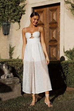 Alpha Cut-Out Bodice Textured Jumpsuit White -Fashion women's clothing 63418D01 20WHITE 7