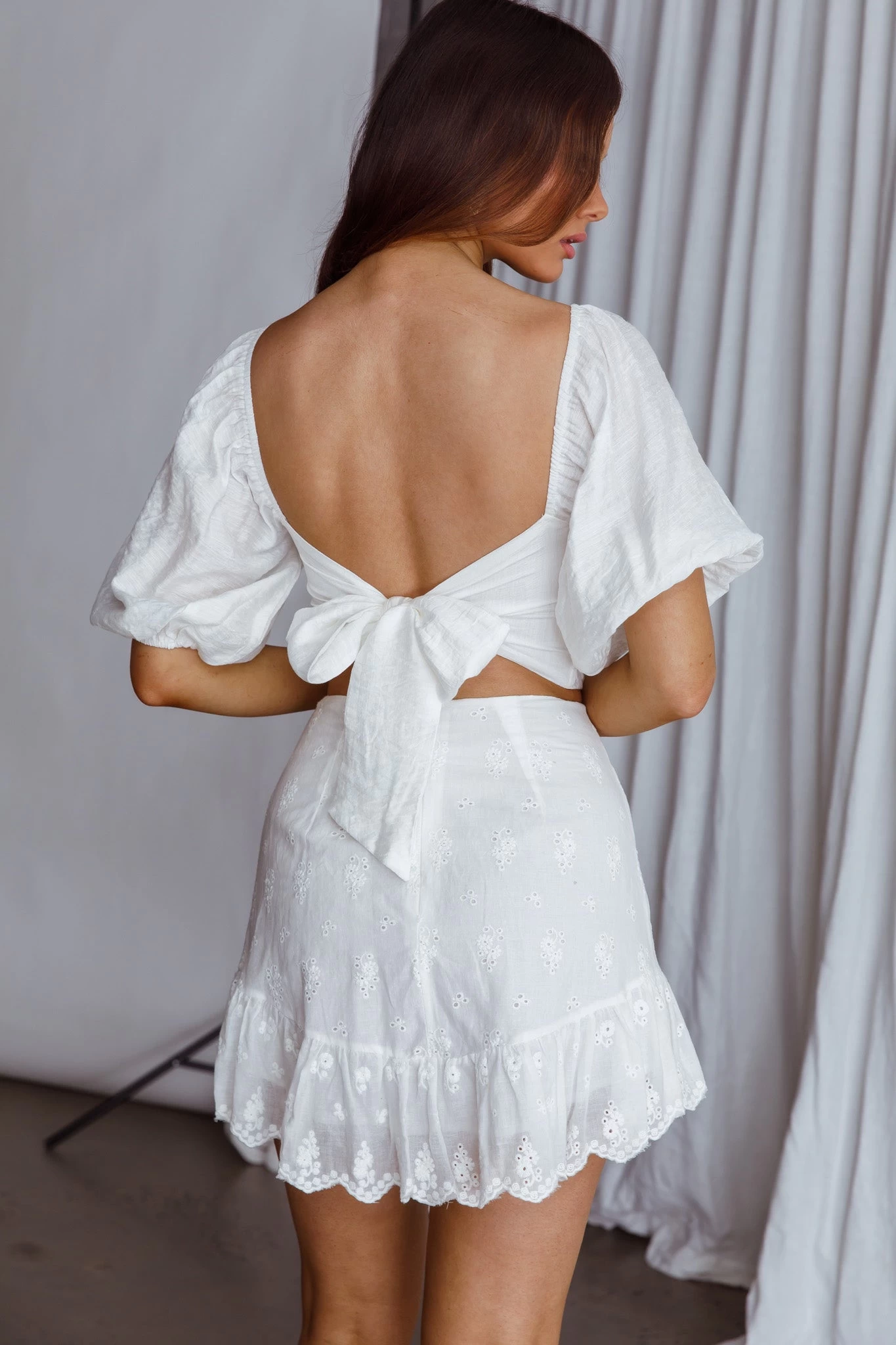 Alpha Tied Back Puff Sleeve Top White 2 Alpha Tied Back Puff Sleeve Top White - Image 2