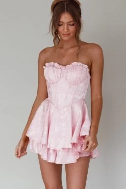 Paris Muse Gathered Bust Romper Pink -Fashion women's clothing 64093B 20PINK 4