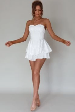 Paris Muse Gathered Bust Romper White -Fashion women's clothing 64093B 20WHITE 5