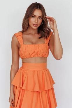 Suenito Gathered Crop Top Orange -Fashion women's clothing 64185B T 20ORANGE 5