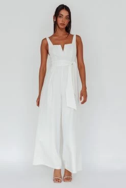 Colleen Waist Tie Jumpsuit White -Fashion women's clothing A0065JR01 20WHITE 2