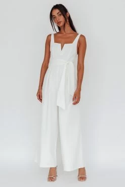 Colleen Waist Tie Jumpsuit White -Fashion women's clothing A0065JR01 20WHITE 5