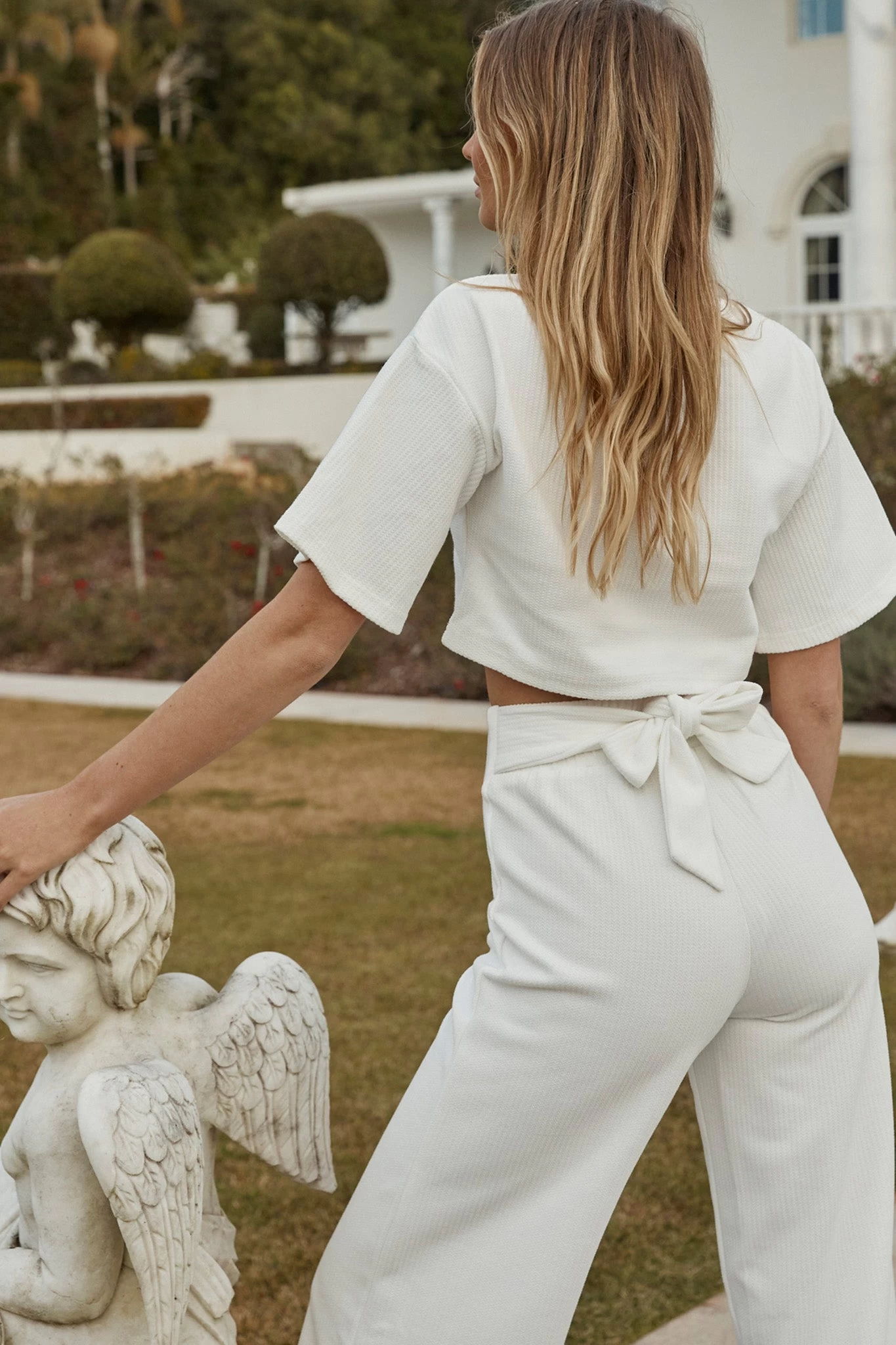 Larissa Waist Tie Wide Leg Pants White 2 Larissa Waist Tie Wide Leg Pants White - Image 2