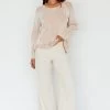 Lyris Button Detail Wide Leg Pants Natural
