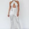 Moon In Leo Halterneck Jumpsuit Silver