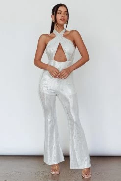 Moon In Leo Halterneck Jumpsuit Silver 7 Moon In Leo Halterneck Jumpsuit Silver -Fashion women's clothing AH0196B 20SILVER 2