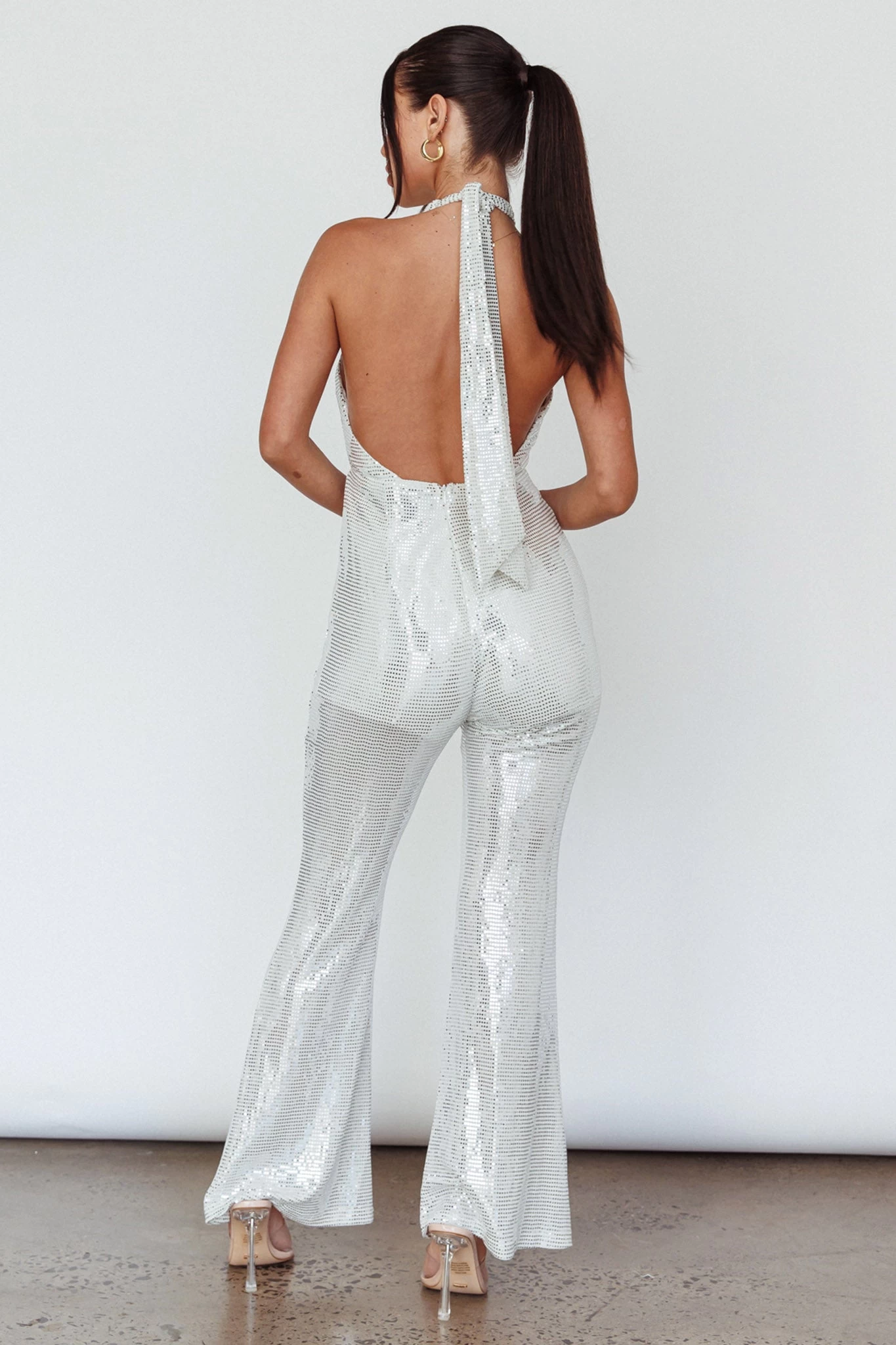 Moon In Leo Halterneck Jumpsuit Silver 2 Moon In Leo Halterneck Jumpsuit Silver - Image 2