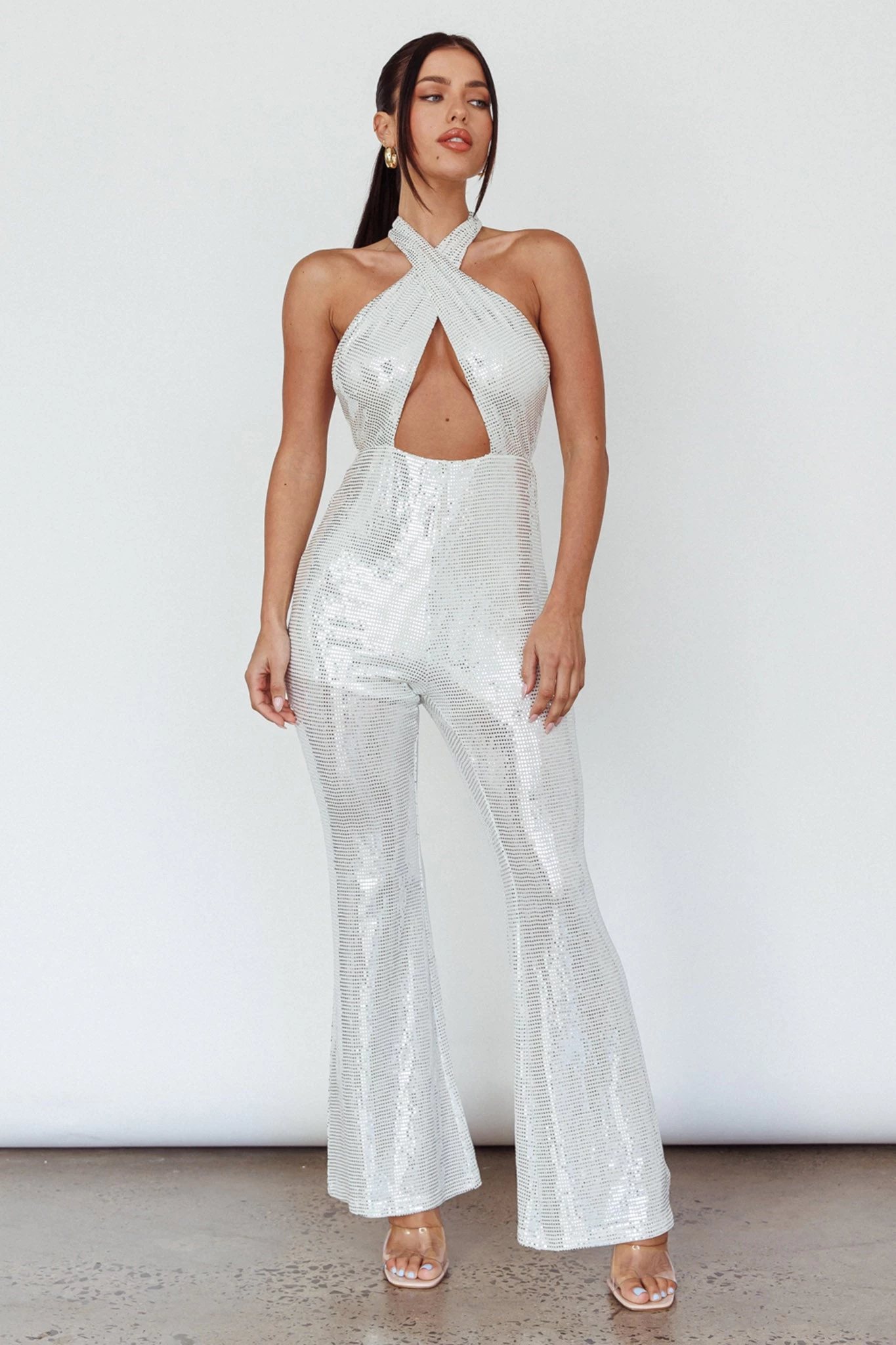 Moon In Leo Halterneck Jumpsuit Silver 5 Moon In Leo Halterneck Jumpsuit Silver - Image 5