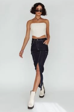 Mercury Retrograde Pocket Midi Skirt Indigo -Fashion women's clothing AH0238B01 20INDIGO 2