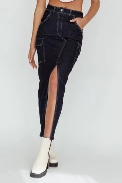 Mercury Retrograde Pocket Midi Skirt Indigo -Fashion women's clothing AH0238B01 20INDIGO 4