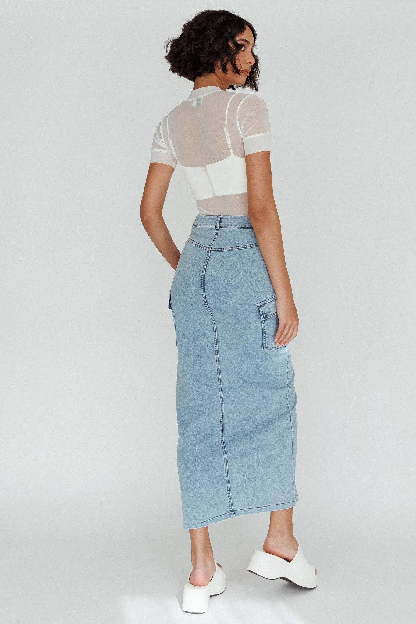 Mercury Retrograde Pocket Midi Skirt Denim 2 Mercury Retrograde Pocket Midi Skirt Denim - Image 2