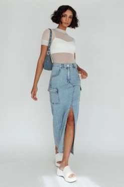 Mercury Retrograde Pocket Midi Skirt Denim 9 Mercury Retrograde Pocket Midi Skirt Denim -Fashion women's clothing AH0238B 20DENIM 5