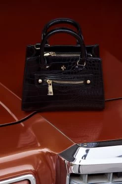 Peta And Jain Jaden Embossed Handbag Black -Fashion women's clothing BG00021 20BLACK 2