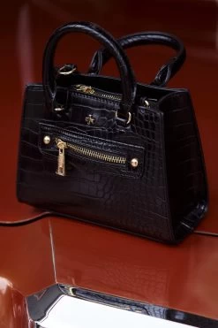 Peta And Jain Jaden Embossed Handbag Black -Fashion women's clothing BG00021 20BLACK 4