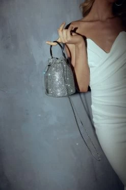 Fifth Avenue Diamante Bucket Bag Silver -Fashion women's clothing BG00031 20SILVER 6