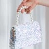 Wonderland Pearl & Sequin Purse White