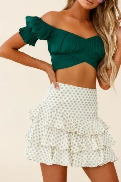 Let Them Eat Cake Triple Ruffle Skirt Green -Fashion women's clothing CM0069D03 GREEN 7