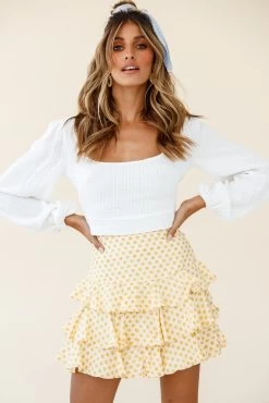 Let Them Eat Cake Triple Ruffle Skirt Polka Dot Yellow 10 Let Them Eat Cake Triple Ruffle Skirt Polka Dot Yellow -Fashion women's clothing CM0069D03 YELLOW 4