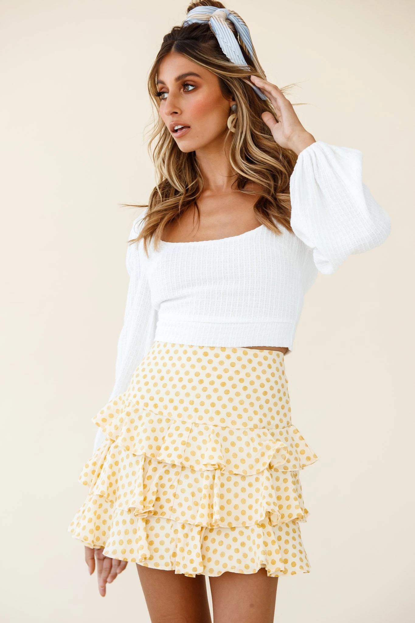 Let Them Eat Cake Triple Ruffle Skirt Polka Dot Yellow 5 Let Them Eat Cake Triple Ruffle Skirt Polka Dot Yellow - Image 5