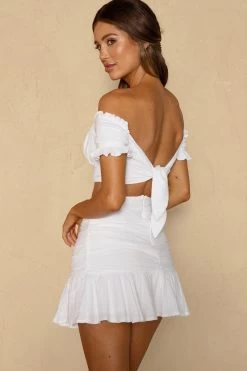 Rise And Shine Flounce Ruffle Hem Mini Skirt White -Fashion women's clothing CM1288B SWHITE 3