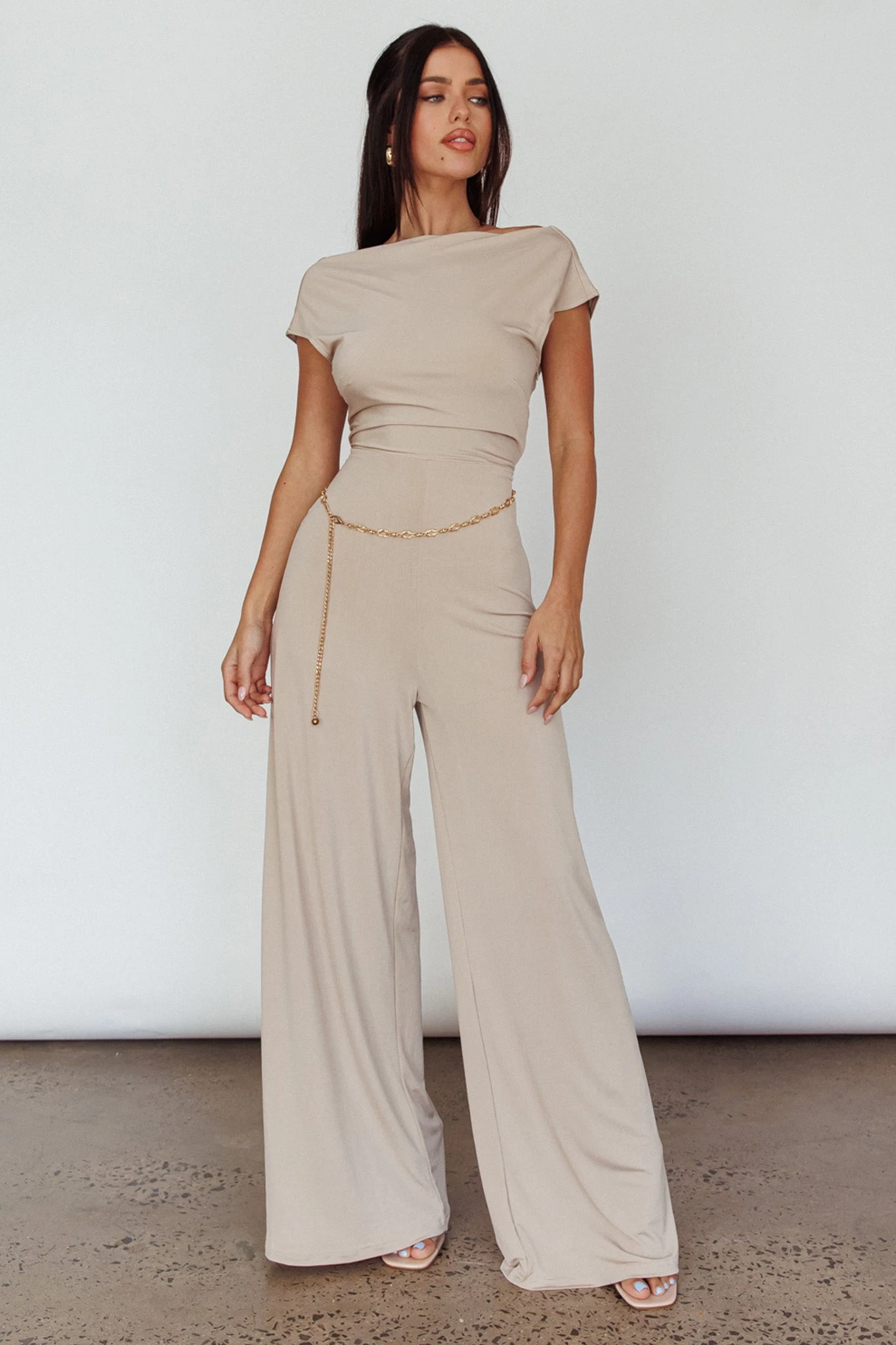 Lucinda Twist Back Jumpsuit Oat 3 Lucinda Twist Back Jumpsuit Oat - Image 3