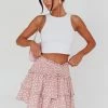 Sylvie Shirred Waist Layered Mini Skirt Pink