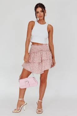 Sylvie Shirred Waist Layered Mini Skirt Pink 7 Sylvie Shirred Waist Layered Mini Skirt Pink -Fashion women's clothing CM1344J02 20PINK 2