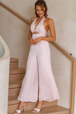 Guest List Halterneck Open Back Jumpsuit Nude -Fashion women's clothing CM1549J NUDE 8