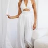 Guest List Halterneck Open Back Jumpsuit White