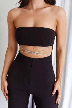 Nohemi Strapless Diamante Jumpsuit Black -Fashion women's clothing CM1934J06 20BLACK 4