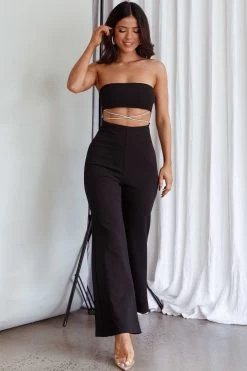 Nohemi Strapless Diamante Jumpsuit Black -Fashion women's clothing CM1934J06 20BLACK 5