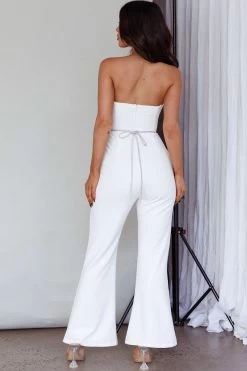 Nohemi Strapless Diamante Jumpsuit White -Fashion women's clothing CM1934J06 20WHITE 3