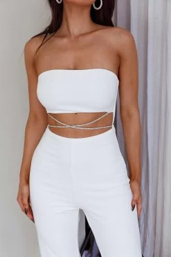 Nohemi Strapless Diamante Jumpsuit White -Fashion women's clothing CM1934J06 20WHITE 4