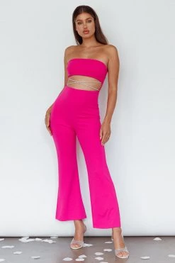 Nohemi Strapless Diamante Jumpsuit Fuchsia -Fashion women's clothing CM1934J07 20FUCHSIA 2