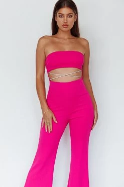 Nohemi Strapless Diamante Jumpsuit Fuchsia -Fashion women's clothing CM1934J07 20FUCHSIA 4