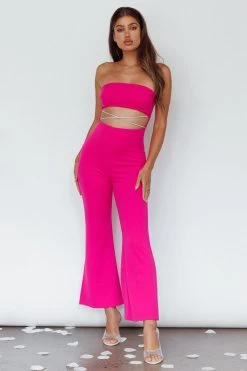 Nohemi Strapless Diamante Jumpsuit Fuchsia -Fashion women's clothing CM1934J07 20FUCHSIA 5
