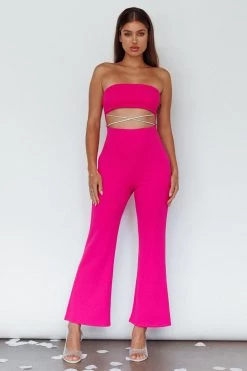 Nohemi Strapless Diamante Jumpsuit Fuchsia -Fashion women's clothing CM1934J07 20FUCHSIA 7