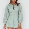 Zurich Pleated Waist Romper Sage