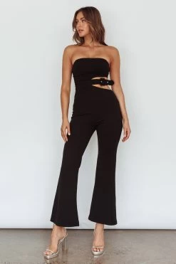Glisten Cut-Out Buckle Waist Jumpsuit Black -Fashion women's clothing CM3071D03 20BLACK 2