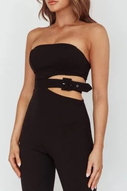 Glisten Cut-Out Buckle Waist Jumpsuit Black -Fashion women's clothing CM3071D03 20BLACK 4