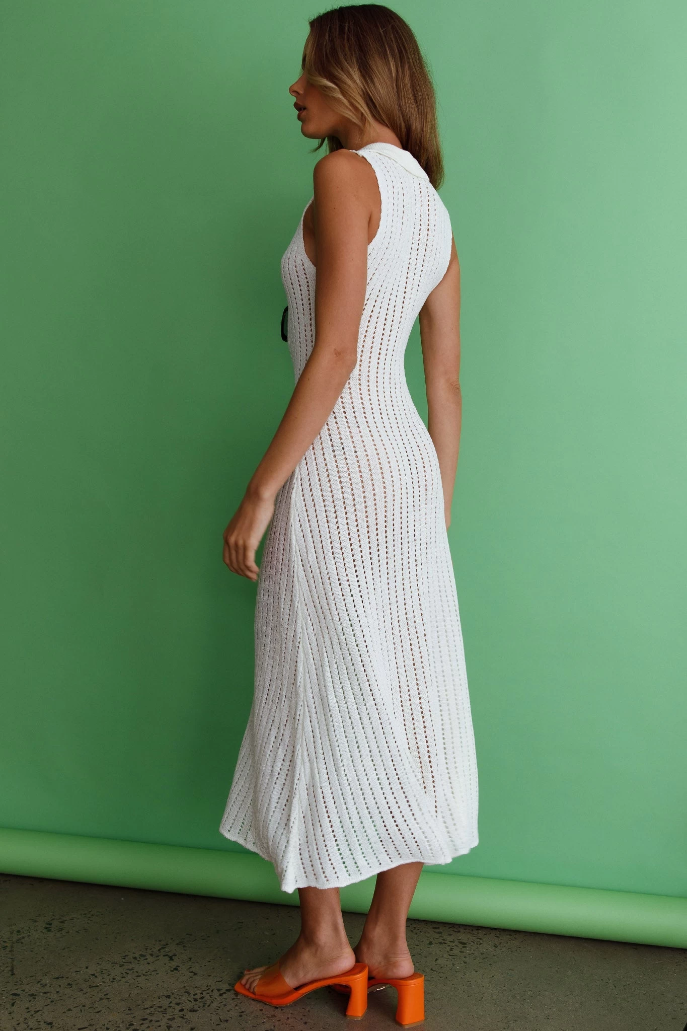 Palm Island Collared Crochet Midi Dress White 2 Palm Island Collared Crochet Midi Dress White - Image 2
