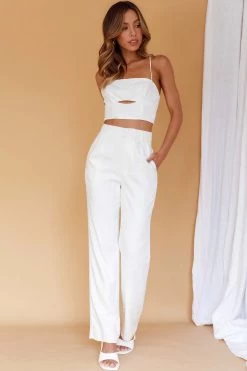 Lyrics Straight Leg Pants White -Fashion women's clothing CM4075D PWHITE 5