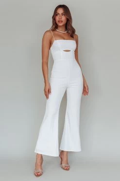Lyrics Keyhole Jumpsuit White -Fashion women's clothing CM4075D01 20WHITE 5