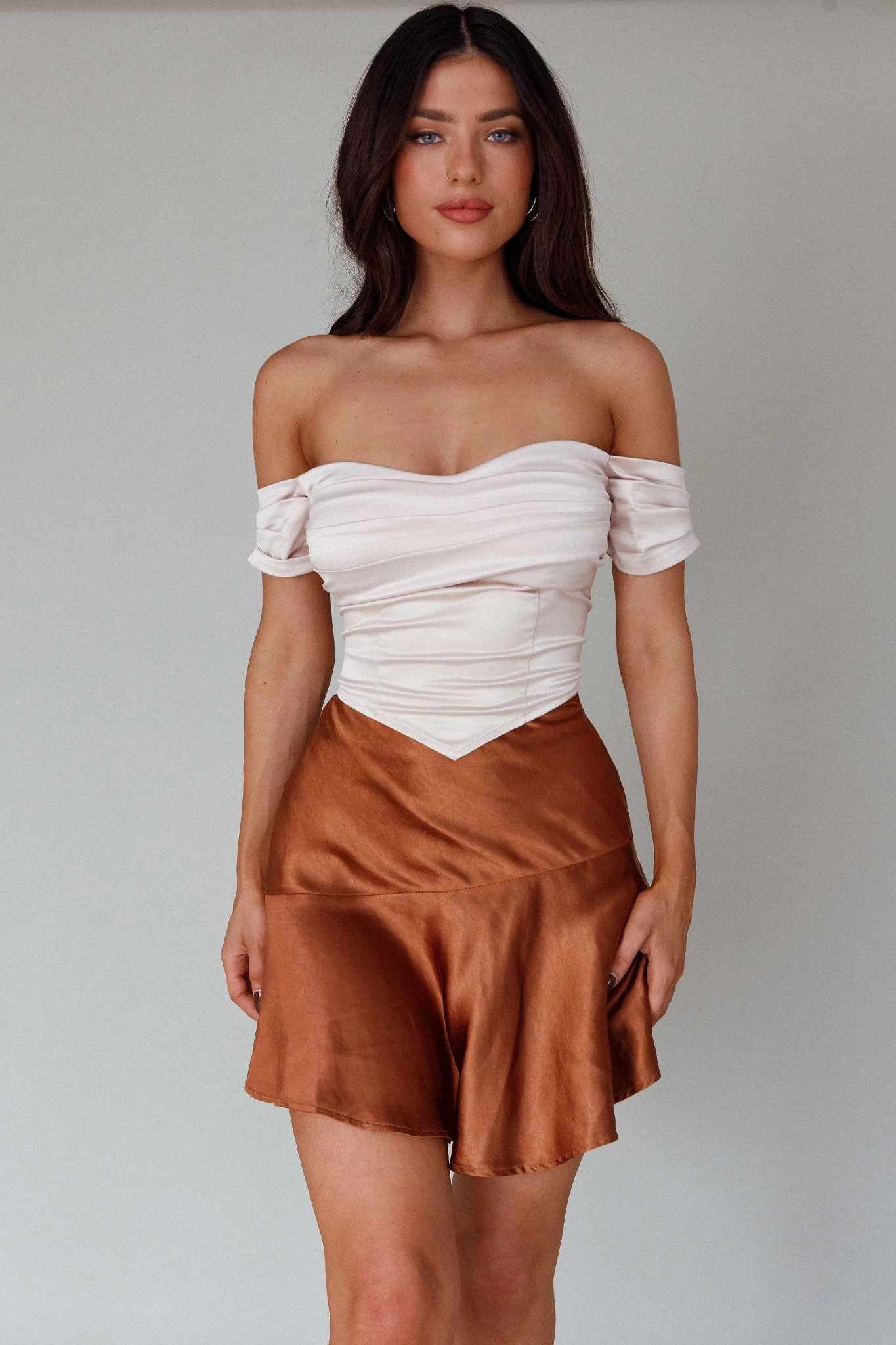 Gwyneth Flounce Mini Skirt Chocolate 6 Gwyneth Flounce Mini Skirt Chocolate - Image 6