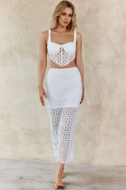 Milano Crochet Lace Crop Top White 14 Milano Crochet Lace Crop Top White -Fashion women's clothing CM5019D T 20WHITE 6