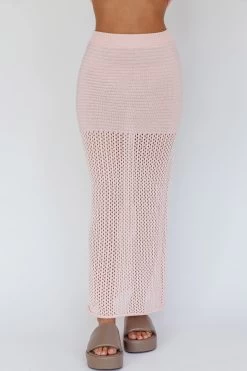 Bayside Crochet Maxi Skirt Pink -Fashion women's clothing CM6013H S 20PINK 4